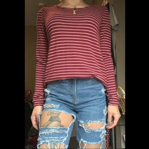 Long Sleeve Striped Flowy Shirt